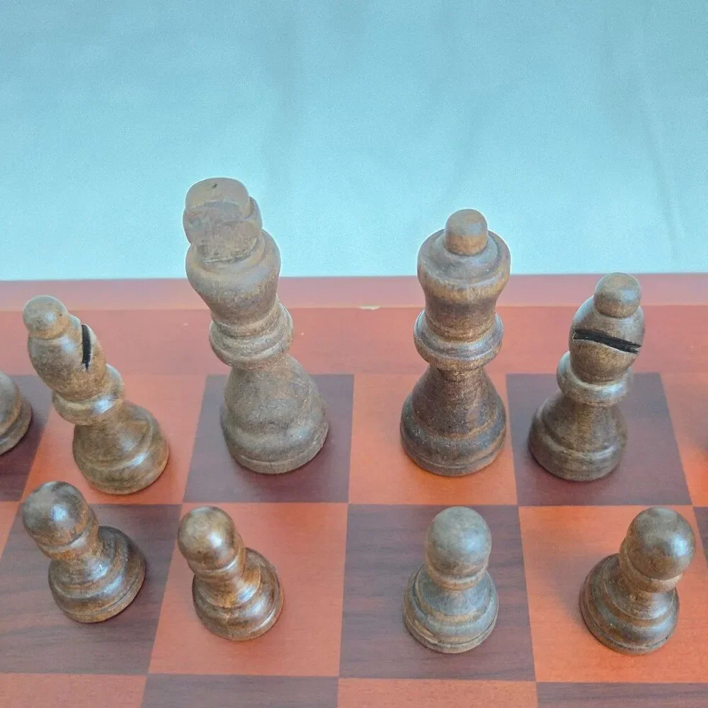 Cardinal Chess & Checkers Set Folding Board Wooden Pieces Complete Game